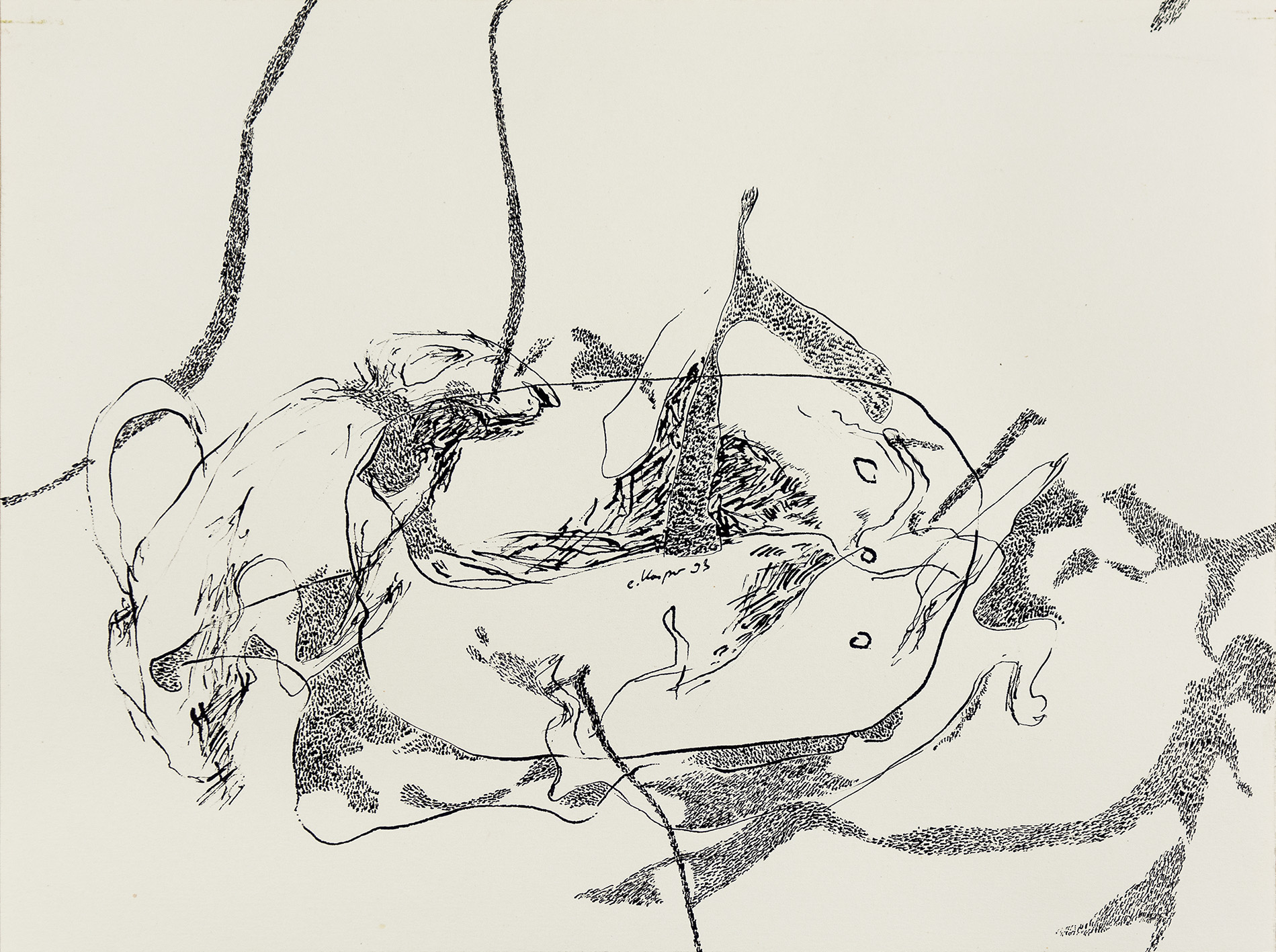 Zeichnung: Schalenboot oder Rattenfänger, 1993