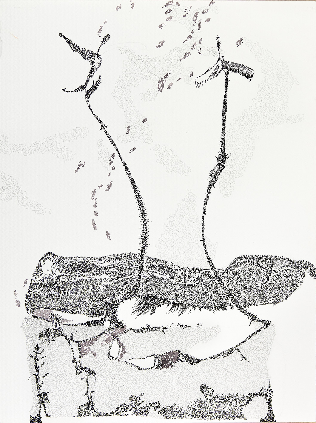 Zeichnung: Die Fühler des Wesens, 1994